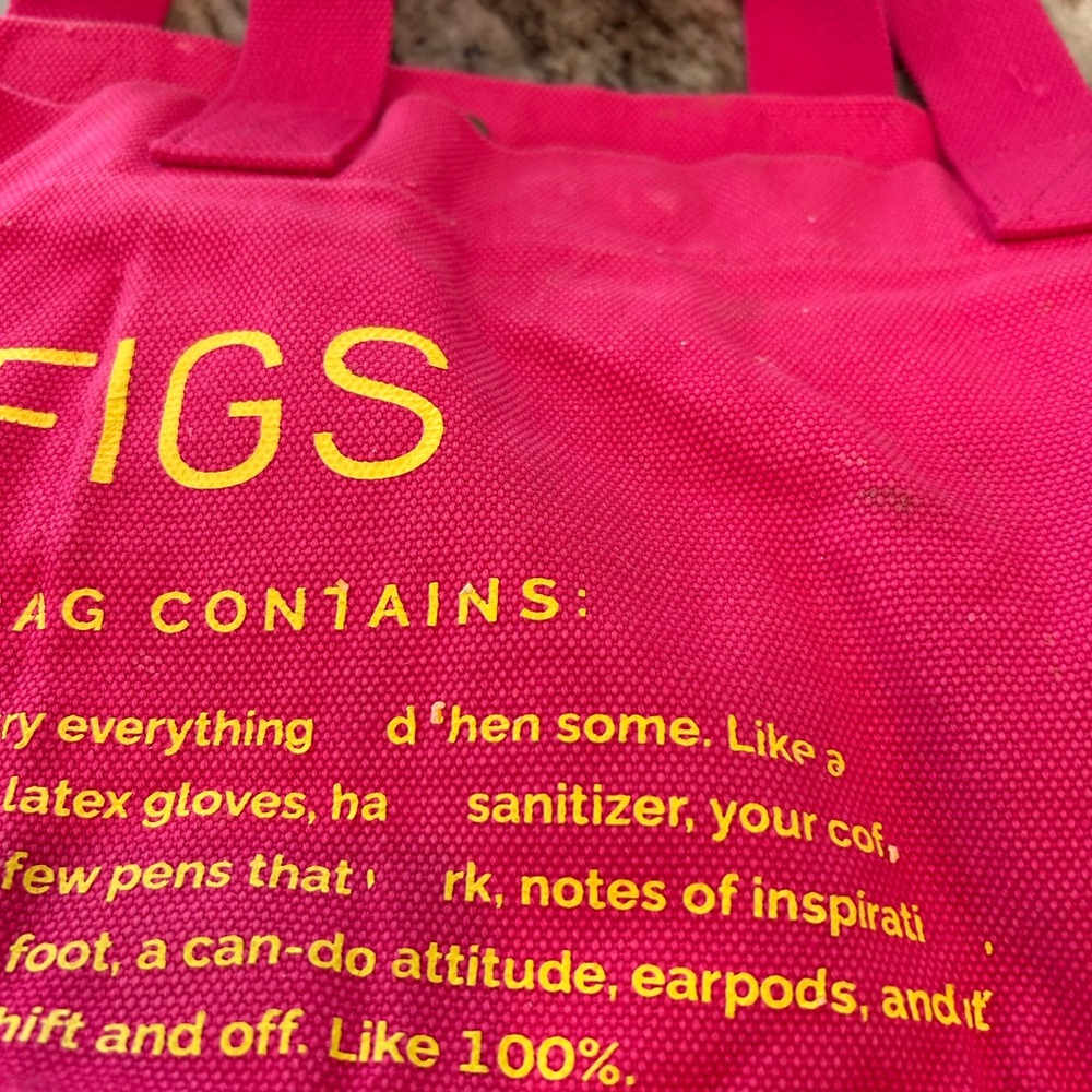 Figs Hot Pink and Yellow Canvas Tote Bag - Picture 7 of 11
